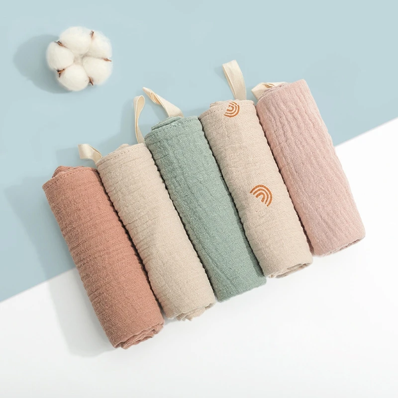 5 Pcs Towel Baby Facecloth Baby Bath Towel Handkerchief Cotton Burp Cloth Soft Absorbent Gauze Kindergarten Washcloth P31B