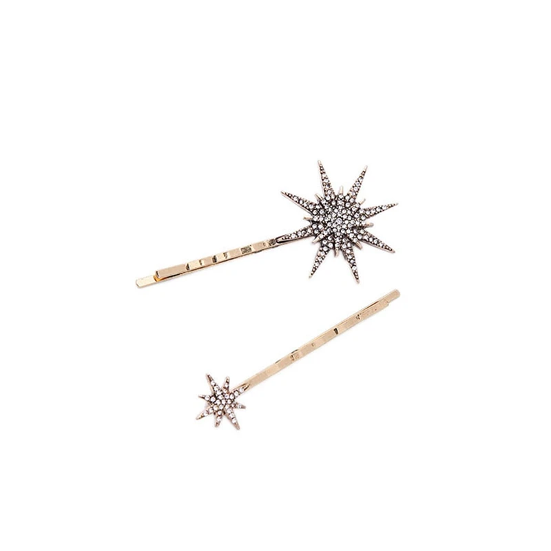 Модные геометрические звезда Луна Стразы зажим шпилька для волос аксессуары для волос женские заколки для волос инструменты ювелирные украшения для волос