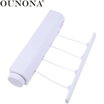 

OUNONA Wall Mounted Clothes Hanger Spring Automatic Clothesline Retractable Clothes Drying Rack Clothesline Laundry Dryer