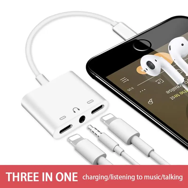 Stiger 3 5mm Headphone Jack Adapter 3 In 1 Audio And Charge Headphone Splitter For Phone IPhone12 11Pro X 8 7Plus