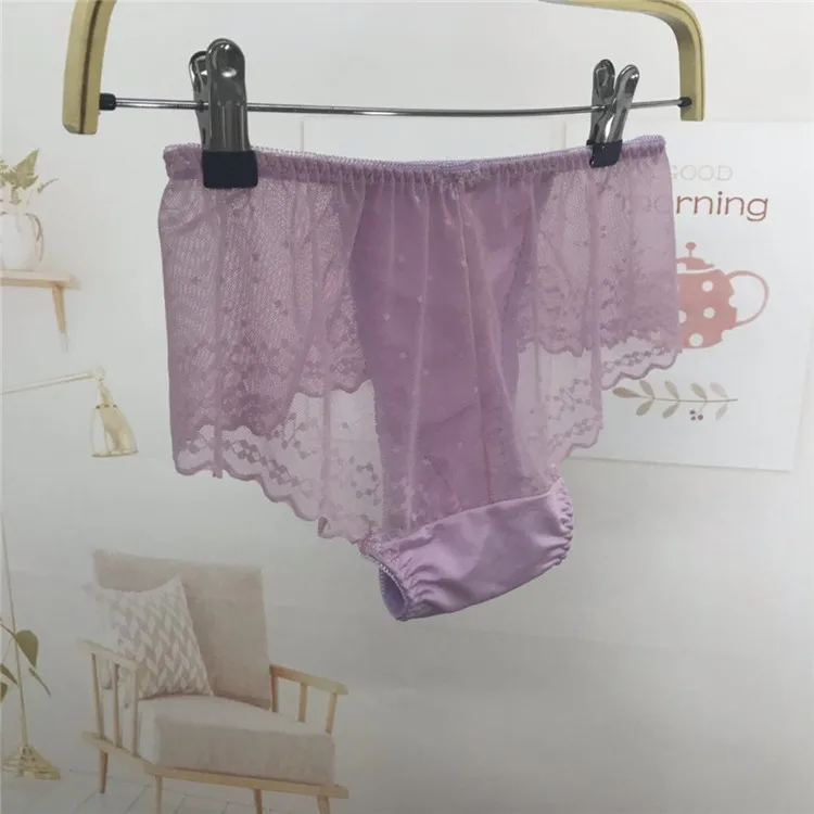 HIMEALAVO Men's Briefs Violet Sexy Lace Transparent Underwear Men Bikini Gay Underwear Briefs Men Jacquard Soft Slip Fabric 2