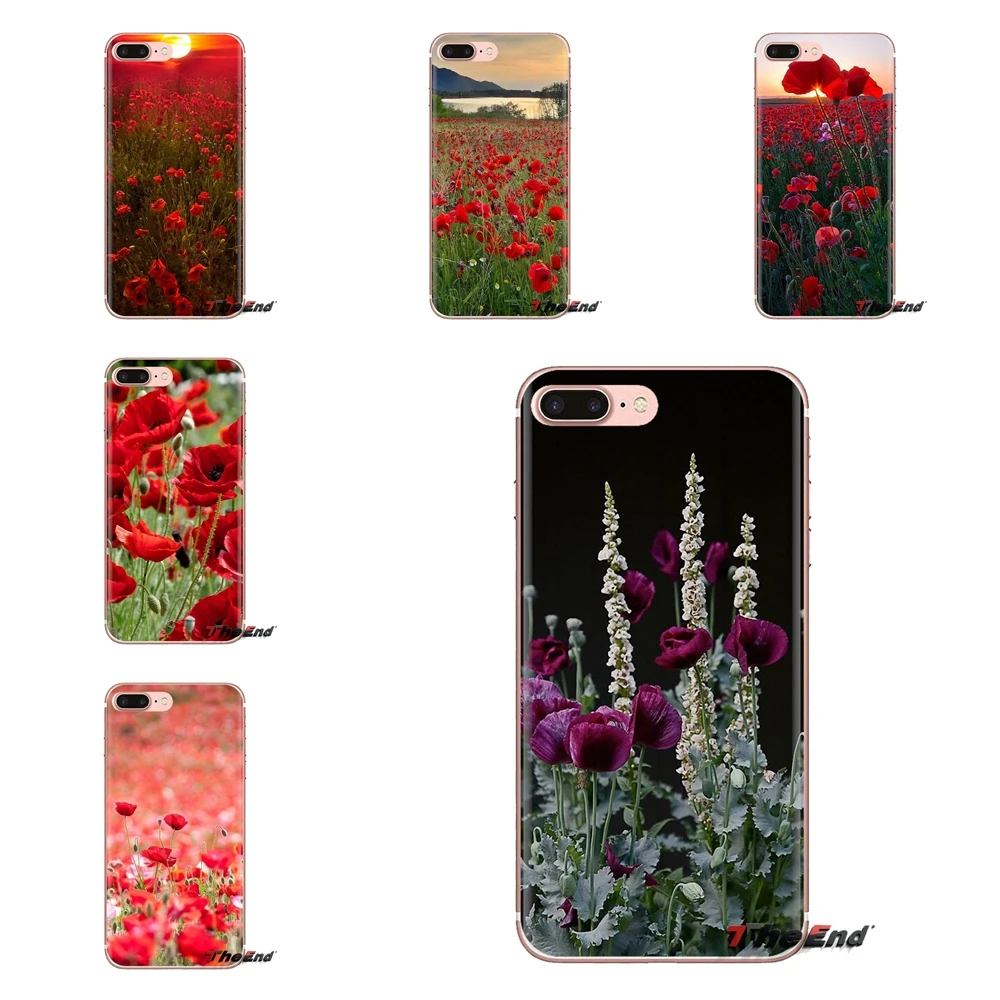Transparent Soft Case Red Poppies cornflowers Print For Xiaomi Mi4 Mi5 Mi5S Mi6 Mi A1 A2 5X 6X 8 9 Lite SE Pro Max Mix 2 3 2S |