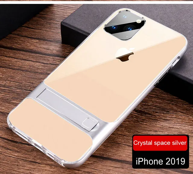 Для iPhone 11 Pro Max чехол Роскошный тонкий матовый чехол Подставка для Apple iPhone 11 чехол для iPhone 11 Pro Чехол iPhone11 11Pro - Цвет: Crystal space silver