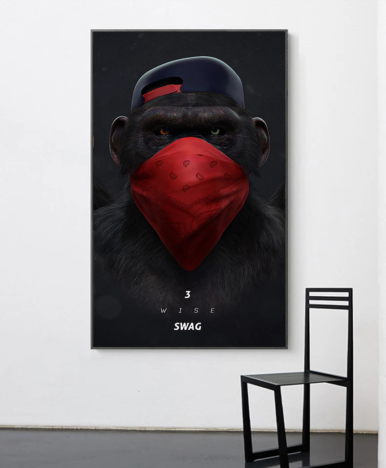 AAVV холст настенные картины животные шимпанзе наушники для гостиной домашний Декор Картина животных без рамки