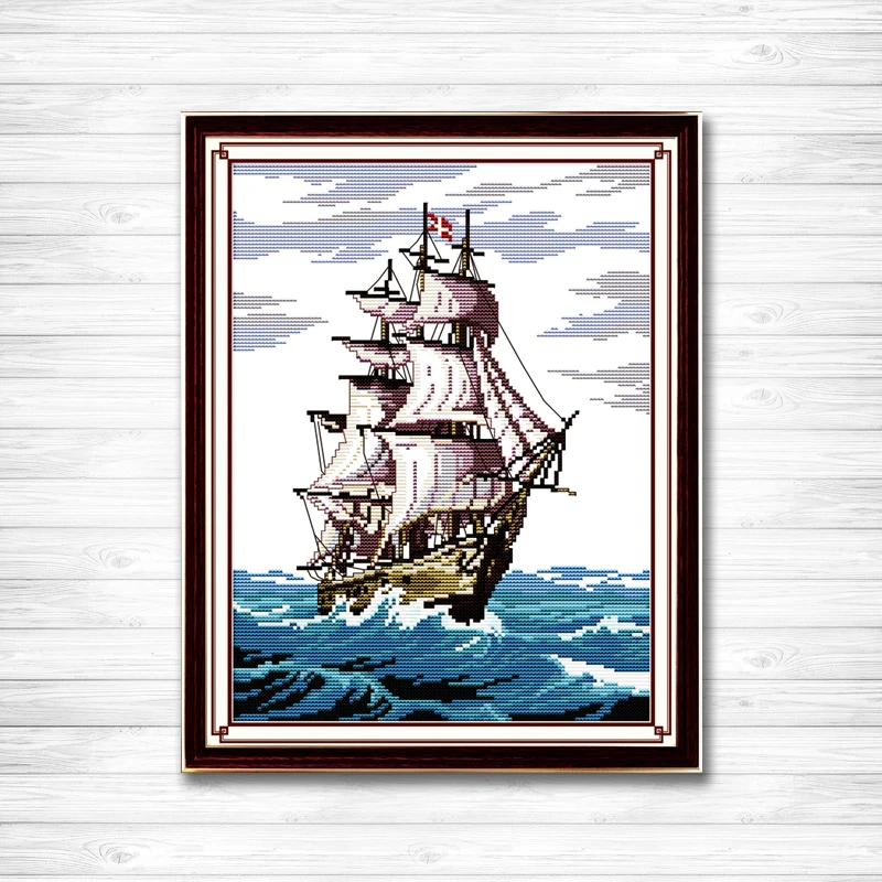 

Plain sailing sea ship mascot paintings Counted printed on fabric DMC 14CT 11CT DMS Cross Stitch Needlework kits Embroidery Sets