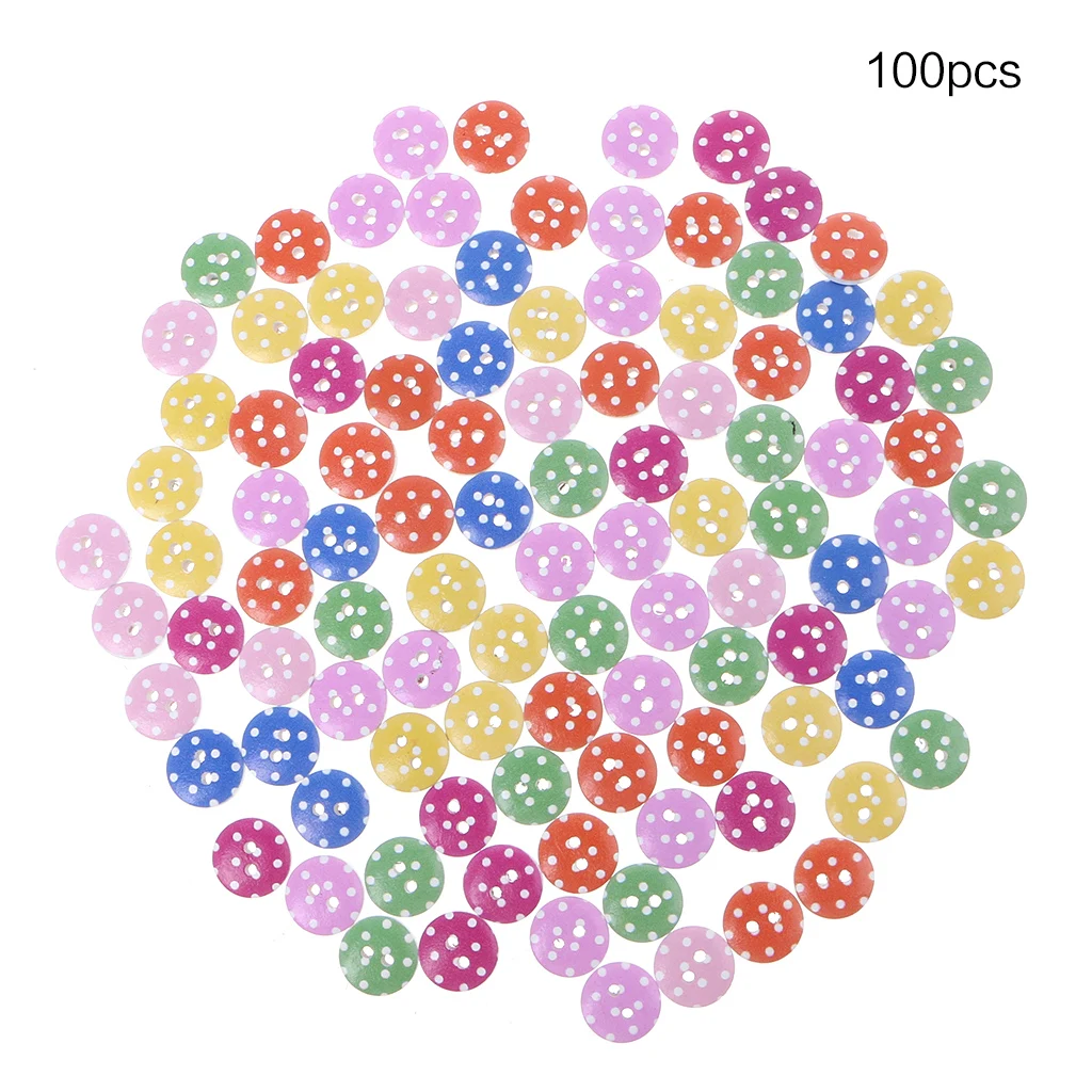 

2020 New 100pcs 13mm Dot Round 2 Holes Wooden Buttons Sewing Scrapbooking DIY Crafts Stitching Accessories Ornaments Tools