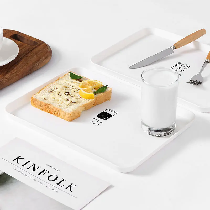 

Plastic Cartoon Tableware Tray Square Tea Bread Breakfast Plate Cosmetics Storage Organizer Snack Dish Kitchen Tools Accessories