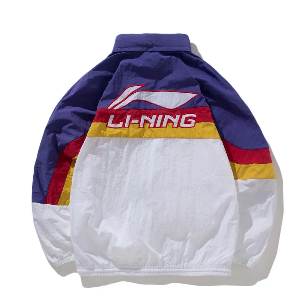 Li-Ning унисекс тренд Китай Windbreakers ветровки свободный крой нейлон подкладка спортивные куртки комфорт ретро пальто AFDP157 MWF402