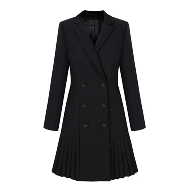 Blazer Dress Women 2021 Autumn Fall Long Sleeve Suit Jacket Elegant Formal Office Ladies Double Breasted White Black Vestidos black