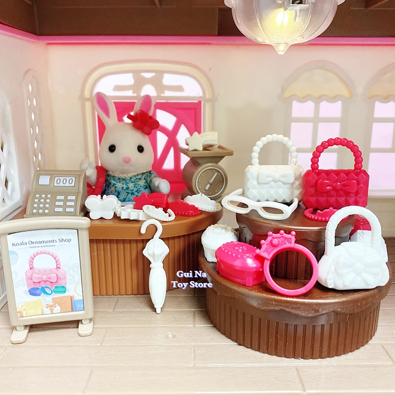 1/12 Simulation Forest Rabbit Family Dollhouse Critters Handbag Shop Furniture Accessories Toys for Girls Gifts 2