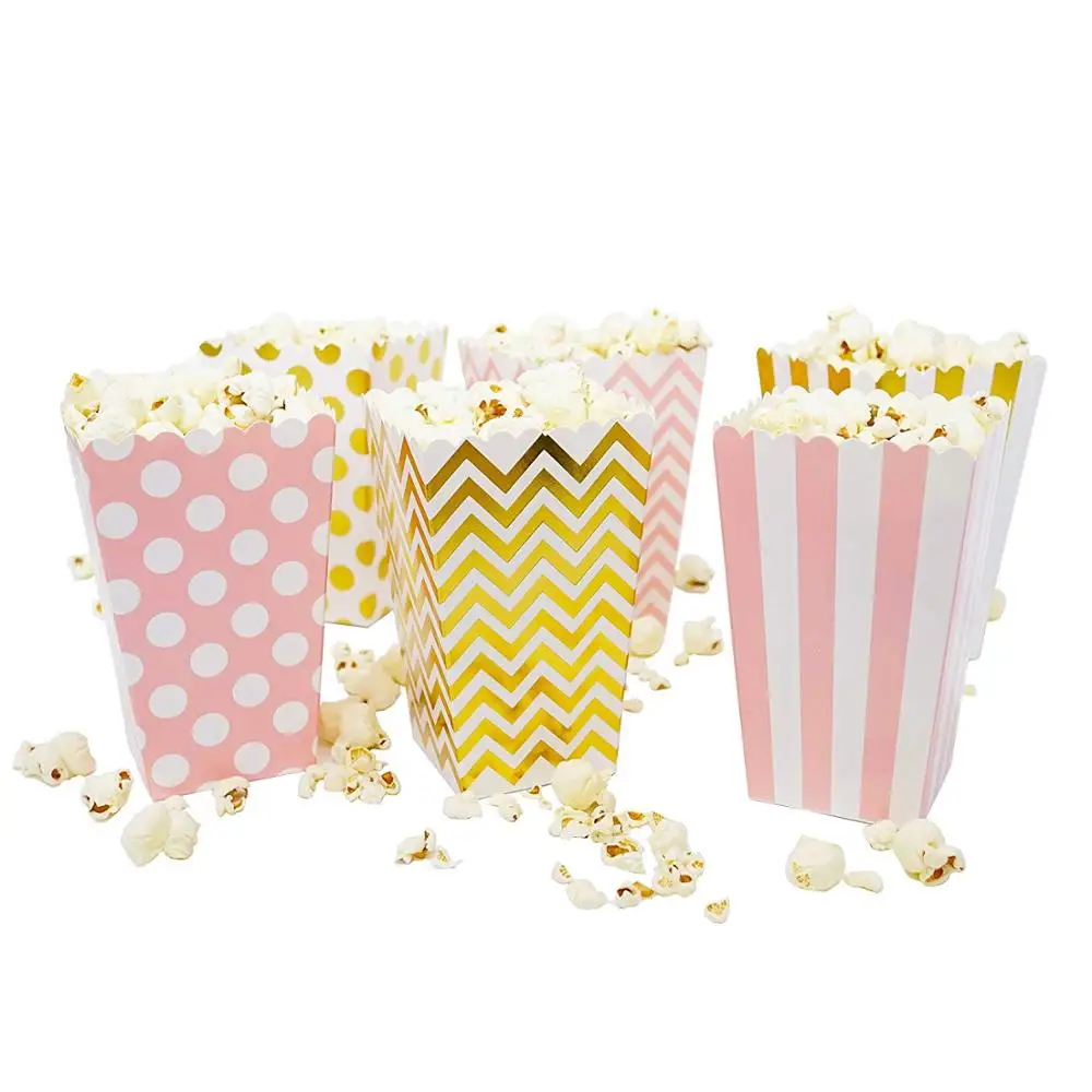 (40 шт. в упаковке) Мини коробки для попкорна горошек золотисто розовые 2 75x4 5x2