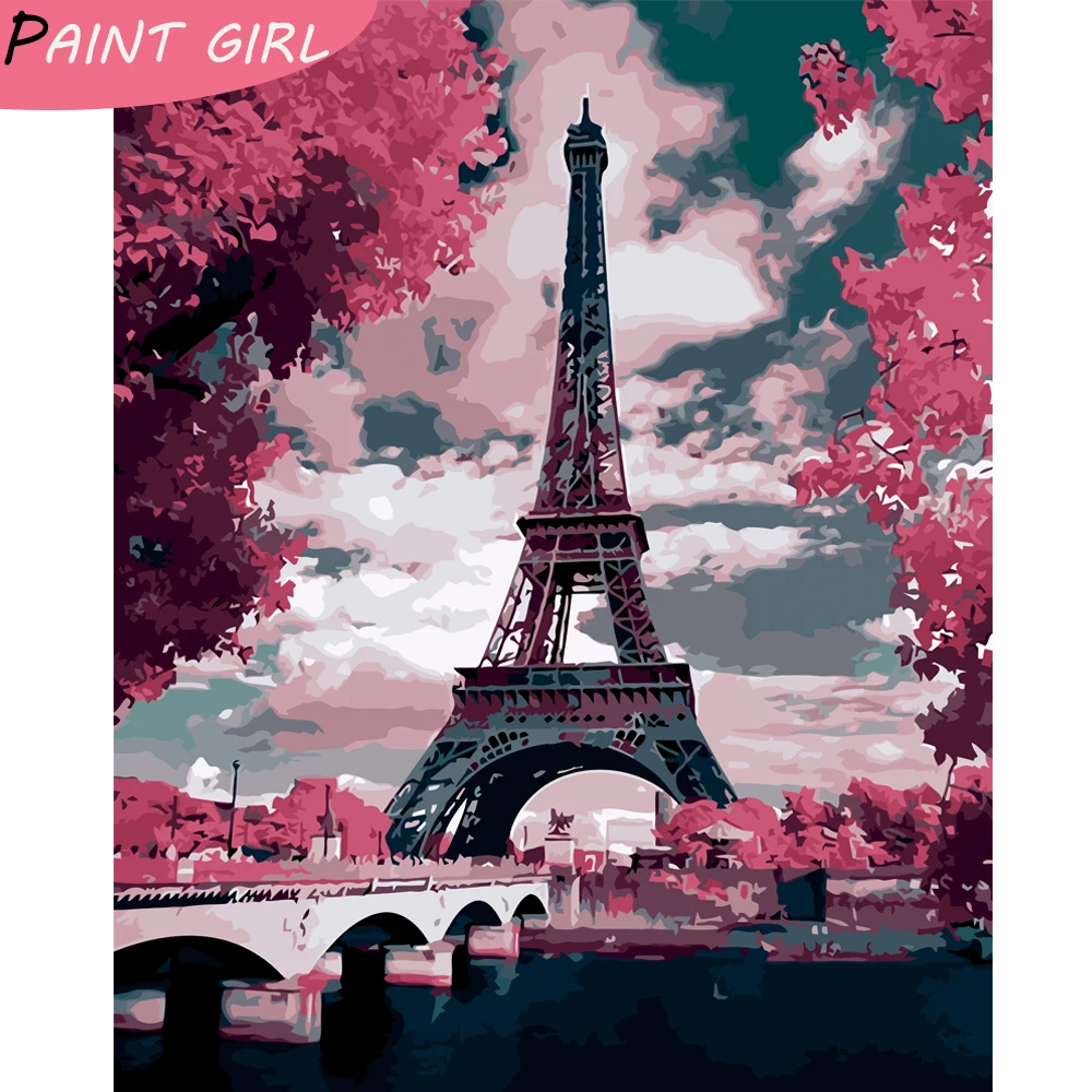 Paint girl DIY Краска для рисования по номерам железная башня Набор создания пейзажа