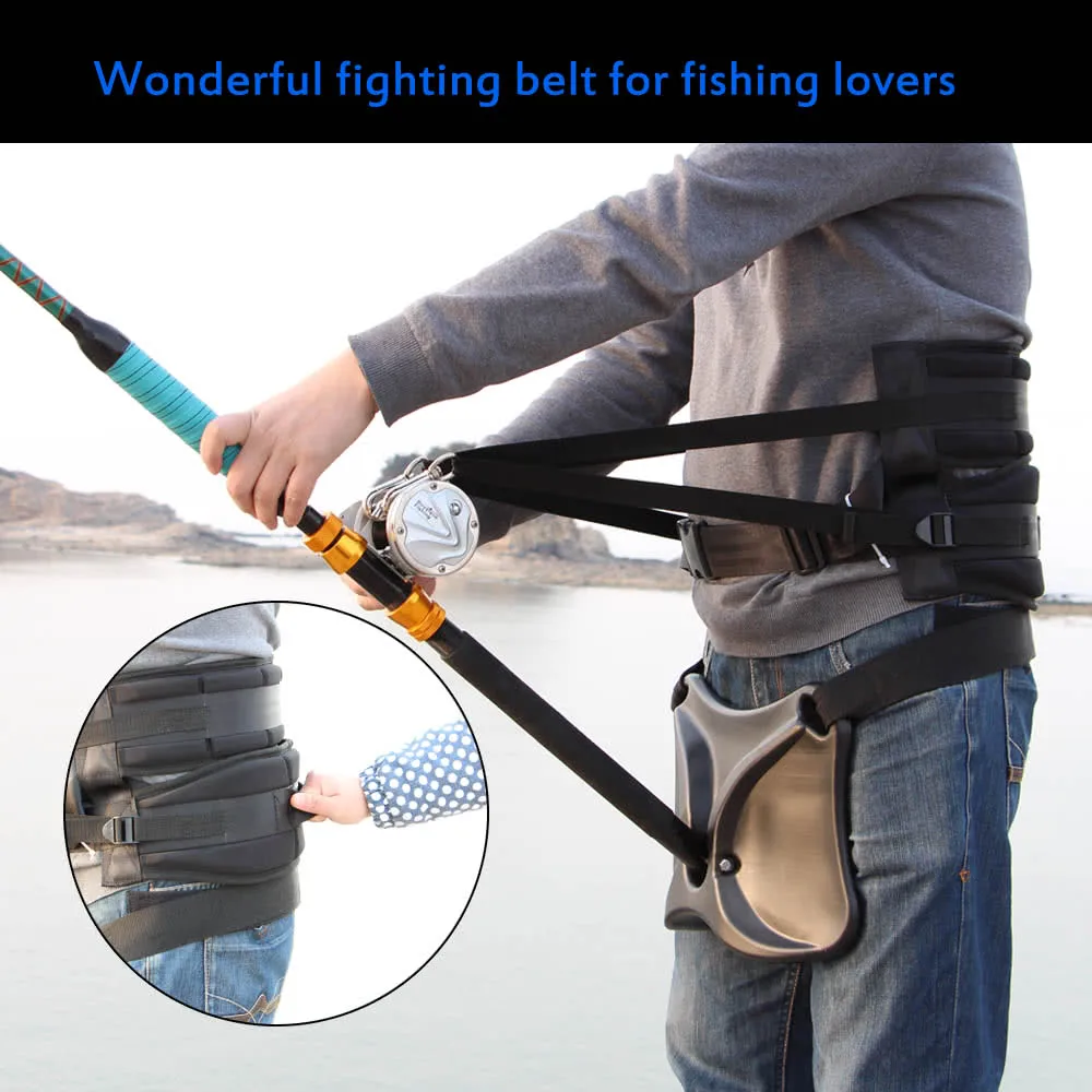 Fishing Rod Support Belt Adjustable Fishing Pole Fishing Tackle Holder  Padded 