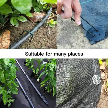 

50/100pcs Garden Staples U Pins Pegs With Gasket For Anchoring Landscaping Ground Cover Lawn U Needle With Plastic Gasket Set