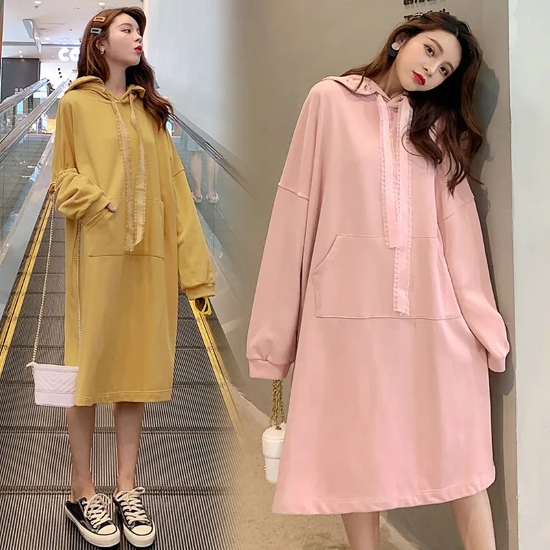 

Shanghai New Europe Sang 2020 Autumn Fat Mm Hooded Mid-length Hoodie
