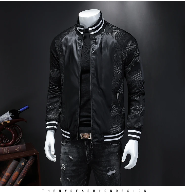 Qiu dong's personality and fashionable men's leisure take male article number 19357 P185 splicing stylish men jacket