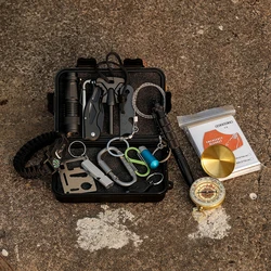 Kit de survie militaire en plein air, Mini outils de Camping, Kit d'aide, bracelet multifonction d'urgence, sifflet, couverture, couteau 