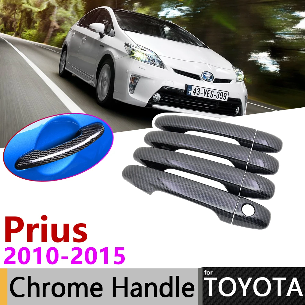 Черная крышка ручки двери из углеродного волокна для Toyota Prius XW30 30 zvw30 zvw35 2010 ~ 2015