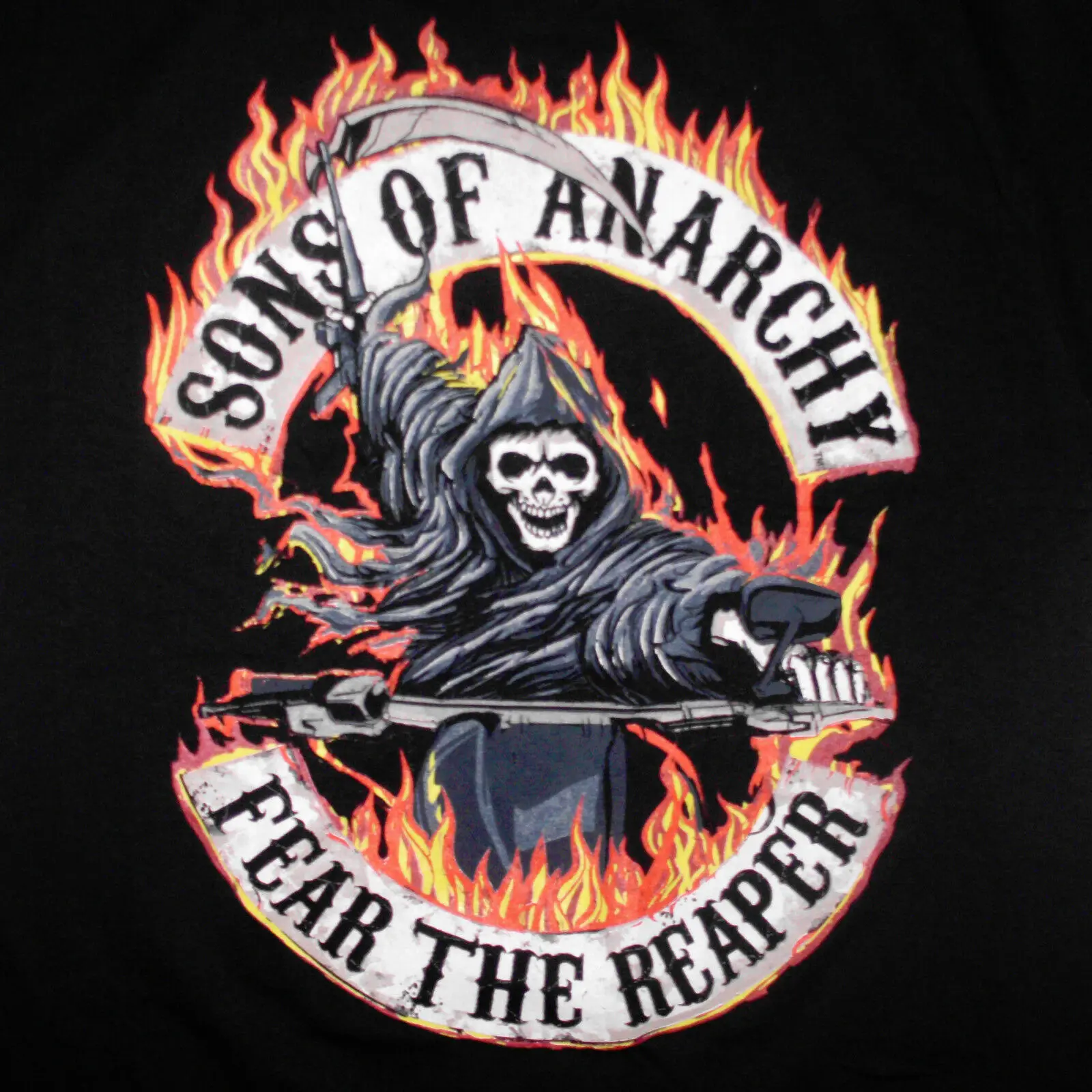 

Anarchy Sons Of T-Shirt Fear The Reaper Flame Biker Mc Cut Mr Mayhem Fx Cable Tv Adult Summer Streewear Size:S-3Xl