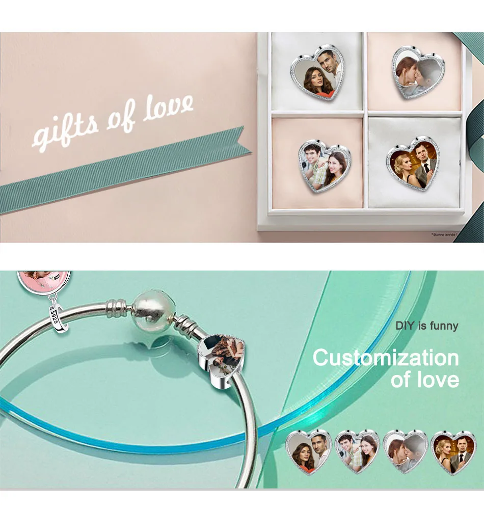 Livre Personalizado Foto Prata Esterlina Charme Rosa Esmalte Melhor Mãe Coração Talão Apto Pulseira Faça Você Mesmo Jóias Presente 925 6 Contas personalizadas