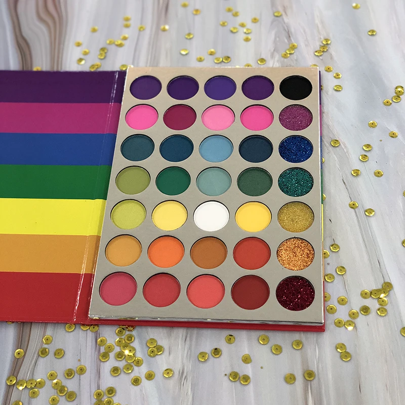 Private Label 35 Color Rainbow Eyeshadow Palette Matte Metallic Shimmer Makeup Eye Shadow Bright  Shades Make Your Own Brand