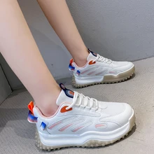 

Sneakers Women Genuine Leather Mixed Colors Casual Board Shoes Student Lace Up Round Toe White Sports Shoes Girl Lady Shoes