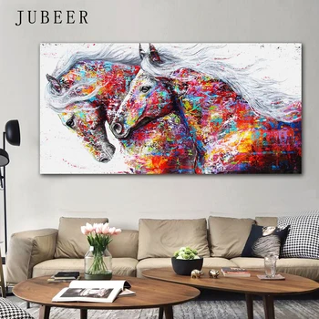 

Colorful Horses Decorative Picture Canvas Poster Nordic Animal Wall Art Print Abstract Painting Modern Living Room Decoration