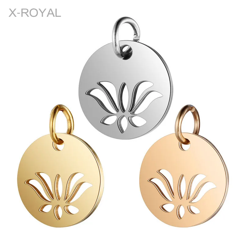 X ROYAL 5 шт/партия Роскошные полые лотоса ожерелье из нержавеющей стали подвески с