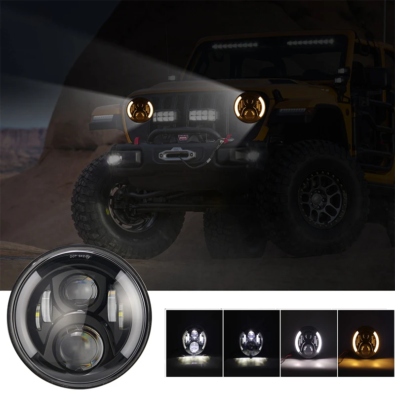 Круглые светодиодные фары для Jeep Wrangler JK CJ TJ LJ Hummer H1 H2 7 дюймов 60 Вт светодиодный