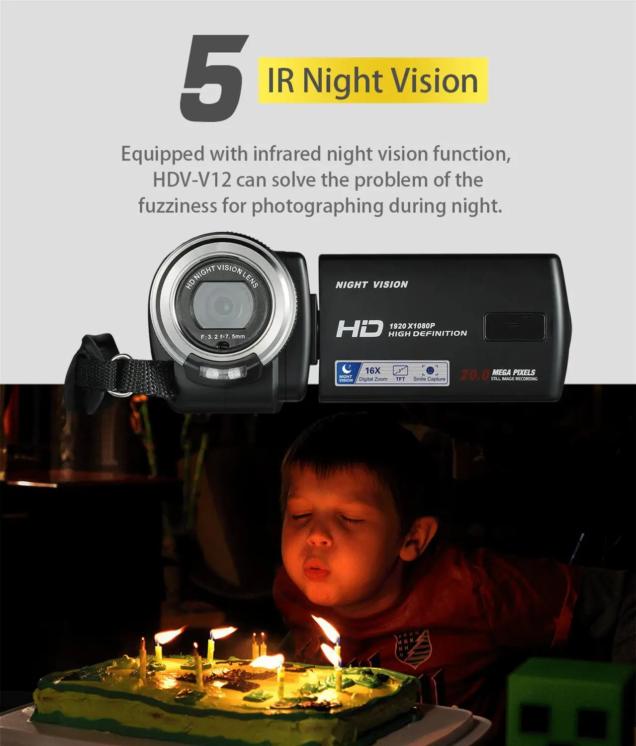 Видеокамера ночного видения HDV беспроводная видеокамера 20MP 3 0 &quot1080P HD Pro Цифровая