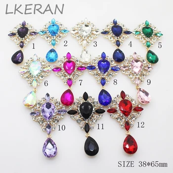 

1Pcs 38*65mm Shiny Gold Metal Rhinestone Buttons Crystal Pendants Buttons Brooch Hair Bow DIY Wedding Jewelry Craft decoration