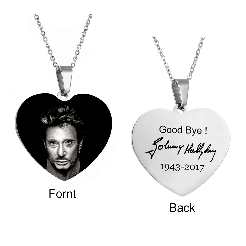 Jny Hallyday Фирменное ожерелье на заказ Фото Подвеска из нержавеющей стали Золотая, Серебряная цепочка Ожерелье s для женщин и мужчин ювелирные изделия