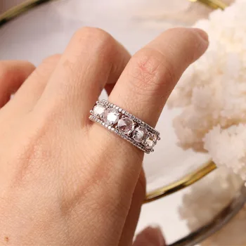 

Korean new design fashion jewelry exquisite copper inlaid zircon simple open female index finger ring