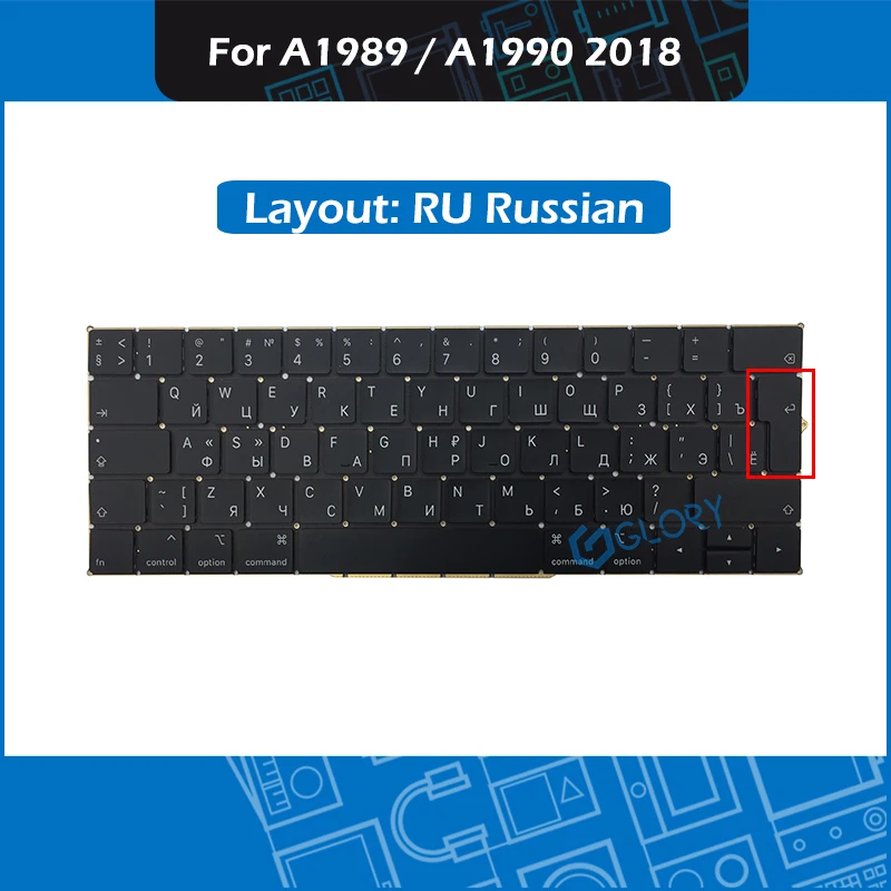 Big Enter key Новая сменная Клавиатура для ноутбука Русская раскладка для Macbook Pro retina 1" 15" A1989 A1990 русская клавиатура - Цвет: Big Enter key
