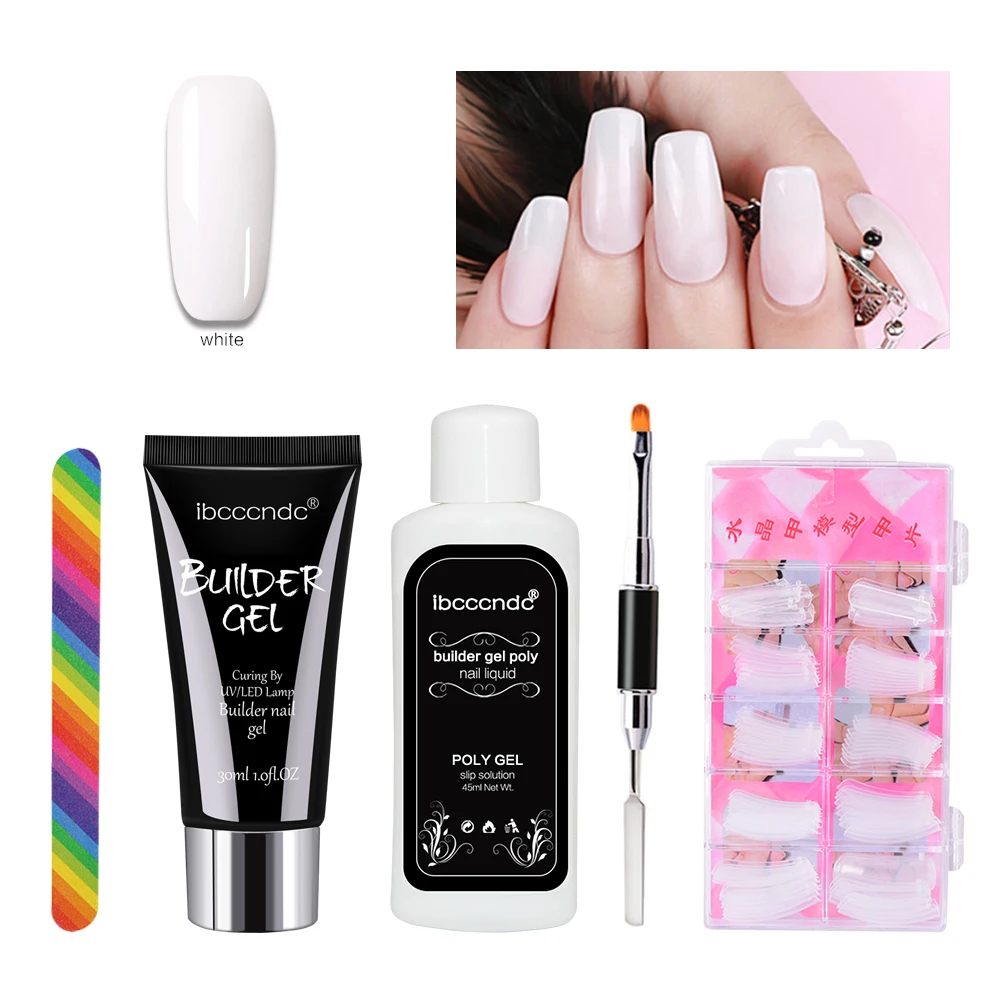 new white IBCCCNDC 30 г полигель для наращивания ногтей кристаллический гелевый полигелевый гель для ногтей УФ светодиодный твердый гель акриловый строительный гель - Цвет: new white
