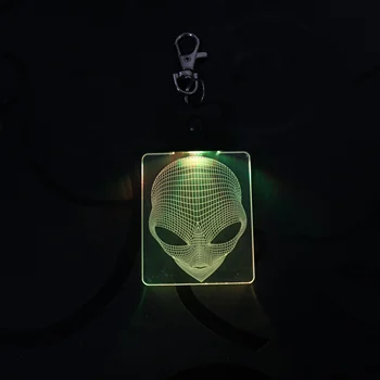 

Alien Head Keychain Home Decor 3D LED Arylic Night Light Magical Decor Lamp Lighting Colors Decoration Gift Fast Dropshipping