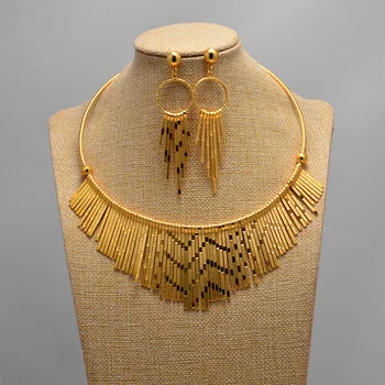 

Dubai wedding Gold Color jewelry sets dubai women Women African Necklace Earrings Party Wedding Bridal Accessories Bride Gift