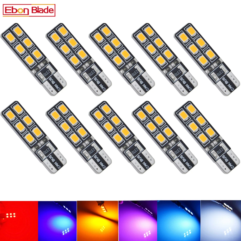 10 шт. светодиодный автомобильный светильник T10 W5W 12SMD Canbus Внутренняя купольная
