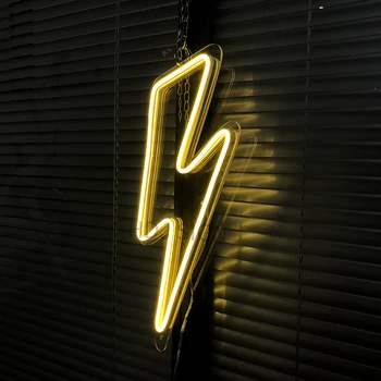 

HDJsign Pink Color lightning Neon Sign for rooms bar Transparent Acrylic Flex Custom Led Light Wall Decor