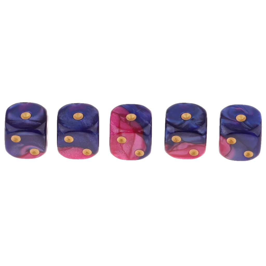 5x6-sided Game Dice 16mm Dice for Board Games and Teaching Math Board Game Dices Party Dices Set 6 Sided 