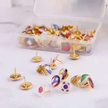 

100pcs/box Map Tacks National Flag Glue Thumbtack Push Pins Notice Board Markers