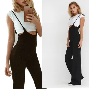 

High Waist Lace-up Sleeveless Jumpsuits for Ladies Casual Loose Trousers Overalls Woman Sweet Girls Black Jumpsuits Stree wear