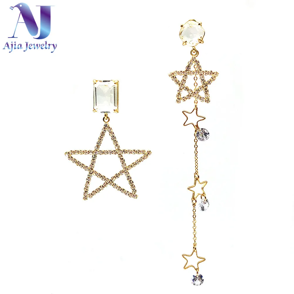 

Pentagram Korean Earrings Asymmetrical Designer Drop Earrings Fashion Jewelry For Women Rhinestone Wedding pendientes za 2019