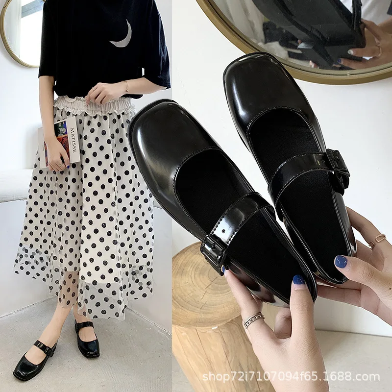 

Shoes Women's 2019 Autumn New Style Online Celebrity Chunky-Heel Mori Girl Line Retro Small Leather Shoes Women's England Korean