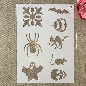

A4 29cm Spider Cat Bat Mouse DIY Layering Stencils Wall Painting Scrapbook Coloring Embossing Album Decorative Template