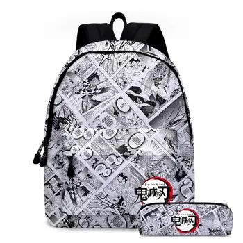 

Anime Demon Slayer: Kimetsu no Yaiba Women Backpack Men Multi Casual Travel Backpack Schoolbag for Teenage Boys Mochila 2pcs