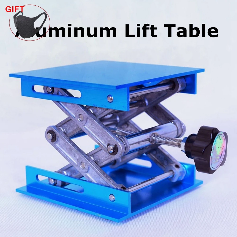 

4"x4" Aluminum Lift Table 100x100MM Woodworking Platform Lift Table Router Benches Woodwork Engraving Lab Lifting Stand Rack