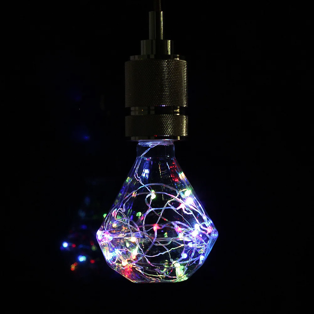

Copper Wire Bulb Flat Roof Diamond Color Flash Bulb AC85-265V Edison Bulb E27 RGB Flash