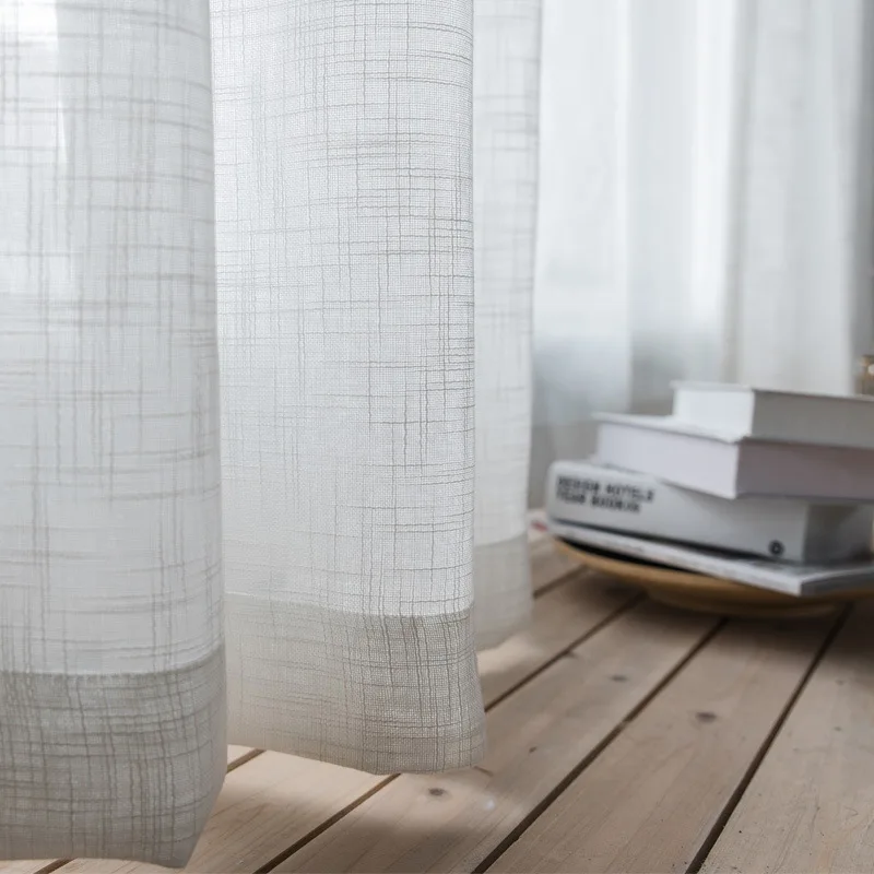 CHAXI Cotton and Linen Fabric White Tulle Sheer Curtains for Bedroom Window Living Room Kitchen Modern Voile Cortinas Drapes 5