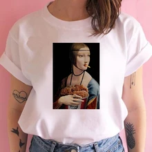Best Offers Women's Wreath T-shirt Mona Lisa clothes ladies short sleeve Kawaii Tees top graphic T-shirt   printing T-shirt female